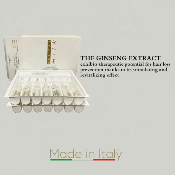 Packaging of a skincare product with ginseng extract on a beige background