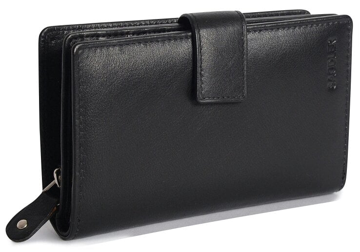SADDLER Mid-Size Leather Purse Wallet  "Holly" – Handmade by Saddler | RFID Protected & Gift Boxed - Black