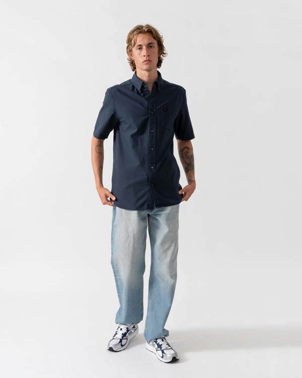 Fred Perry Mens Oxford Shirt - Dark Airforce 738 | CHO | Designer Mens Short Sleeve Shirts