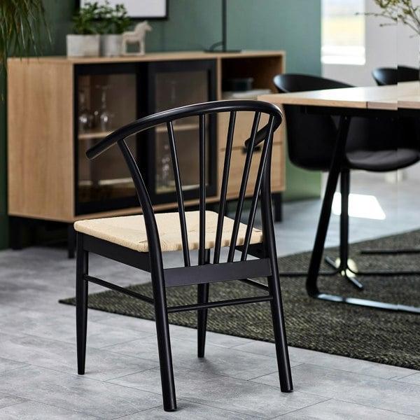 Furniture To Go Cassandra Dining Chair with Armrest in Black Set of 2