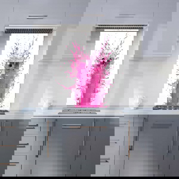 Warren Reed - Designer Pink Splashart Glass With Glasses Kitchen Splashback
