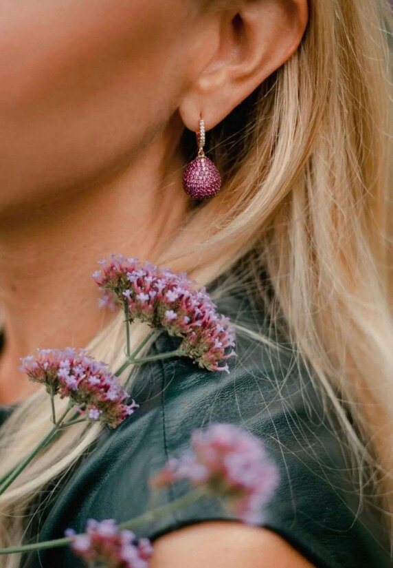 Latelita Valerie Pear Drop Gemstone Earrings Gold Ruby