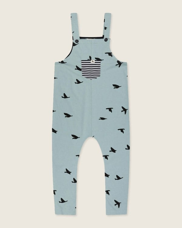 organic cotton Blue Flying Bird Print Dungarees - image 2
