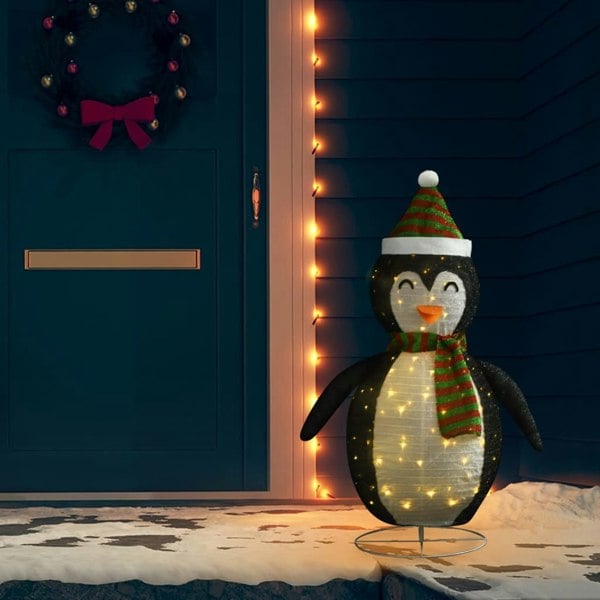Berkfield Decorative Christmas Snow Penguin Figure LED Luxury Fabric 120cm