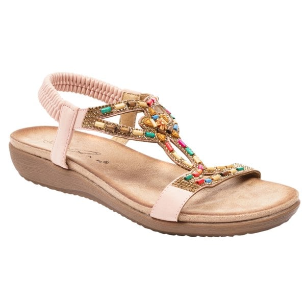 Lunar Womens/Ladies Mariella Beaded Sandals - Pink