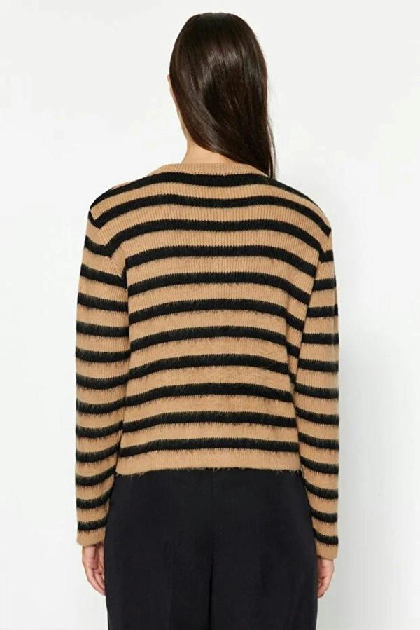 WOVCOR Soft Textured Striped Knit Cardigan