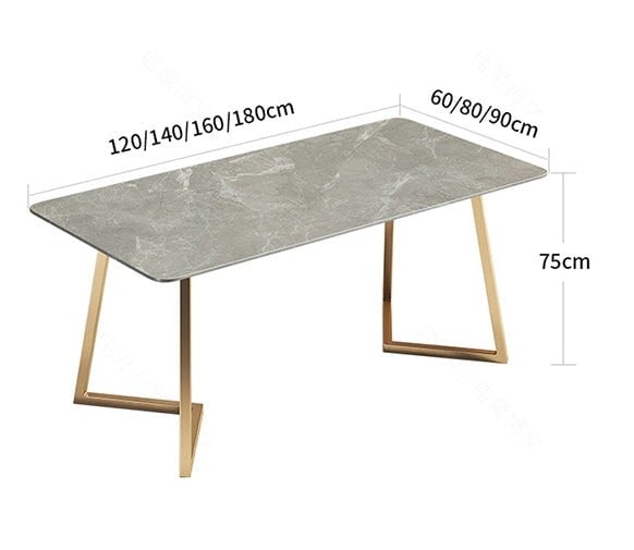 Attleboro Dining Table, Sintered Stone & Gold-Weilai Concept-Weilai Concept