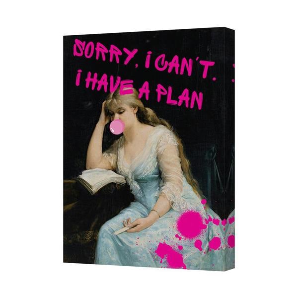 Benjamin Tate Design Canvas Print Sorry I Cant I Have A Plan Pink Graffiti Wall Art