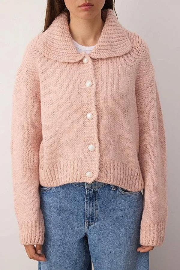 WOVCOR Oversize Crop Knit Cardigan