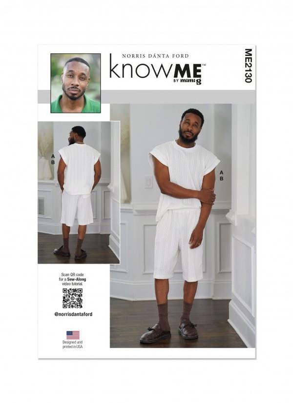 Know Me Sewing Pattern 2130, Tops, Shorts for Men, A (S-M-L-XL-XXL) - Easy