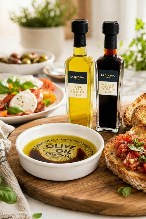 Kimm and Miller La Cucina Italian Oil and Vinegar Ceramic Dipping Dish Set