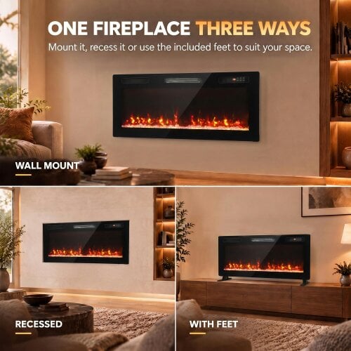HOMCOM 3 IN 1 Electric Fireplace with 12 Flame Colours, 5 Brightness, 102cm