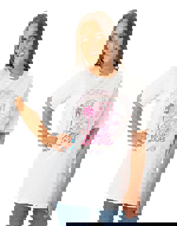 Barbie Womens White Malibu Off Campus Short Sleeved T-Shirt