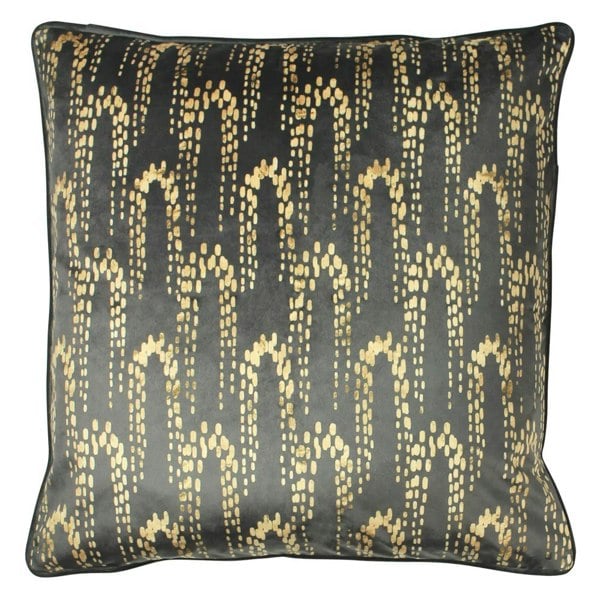 Furn Wisteria Velvet Square Cushion Cover - Charcoal