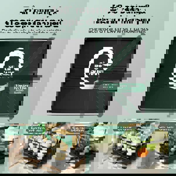 Toque Dish Drying Drainer Rack 3 Tier with Drip Tray Plate Cup Cutlery Holder