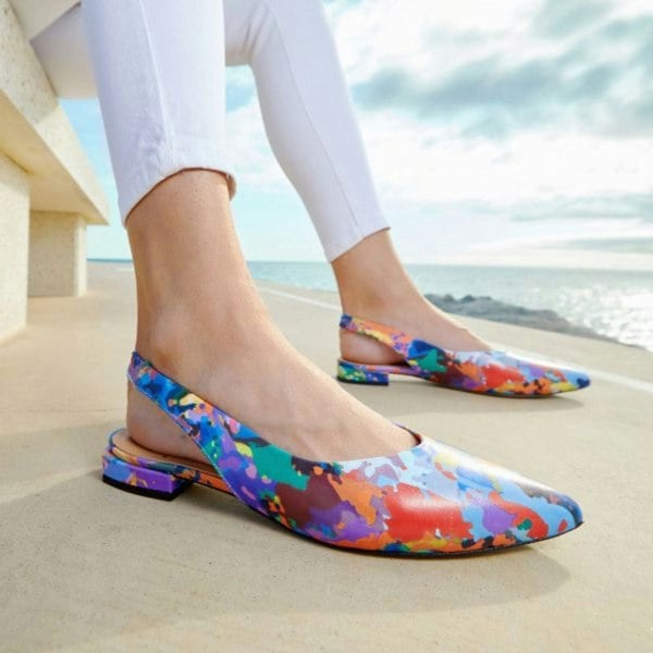 Embassy London Holly - Summer Colours - Women's leather almond toe flat slingback in vibrant colour