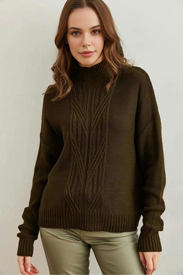 Hoxton Gal High-Neck Cable Knit Sweater