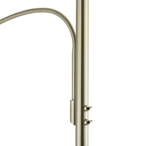 Contemporary Mother & Child Floor Lamp in Satin Nickel with Cotton Fabric Shades Image 4