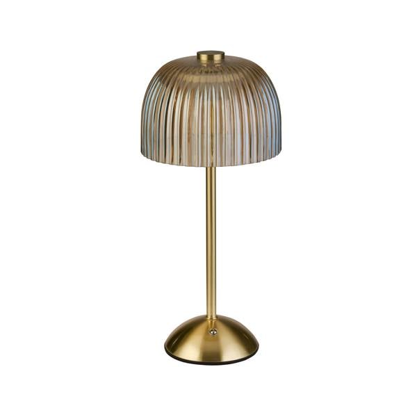 Lighting Collection Amber Glass LED Rechargable Table Lamp