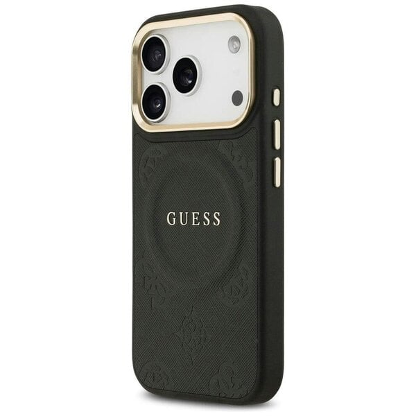 Guess Peony Hot Stamp Case with MagSafe for iPhone 17 Pro 6.3" Black - GUHMP17LPSAMSECK