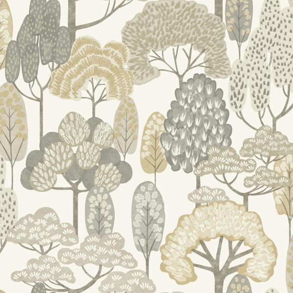 Grandeco Happy Trees Brushstroke Nursery Textured Wallpaper, Beige