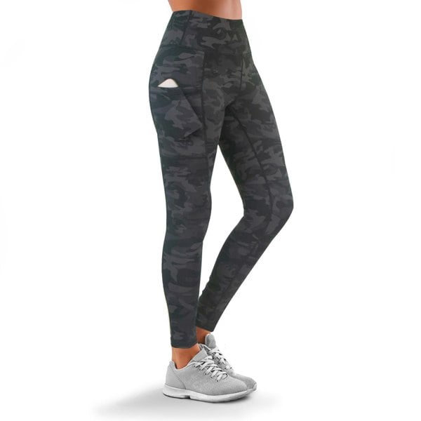 OOOOO Women's Leggings Highwaist Printed Stretchable Comfy Sportswear, Black