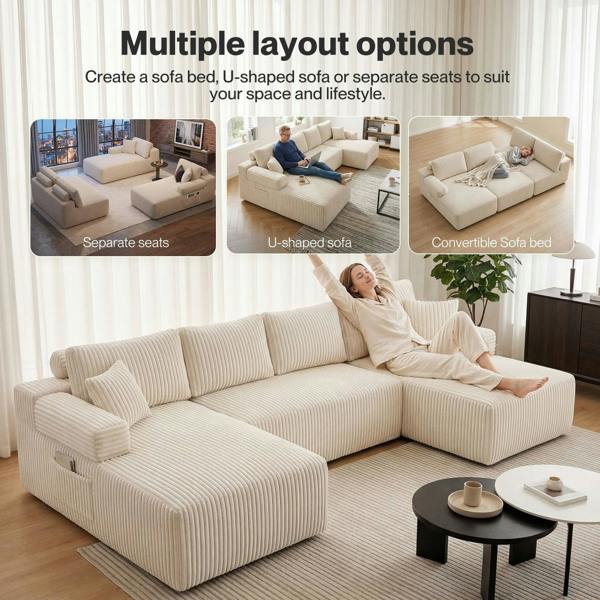 Levede Modular Sectional Sofa Convertible U Shaped Sofa Corner Living Room