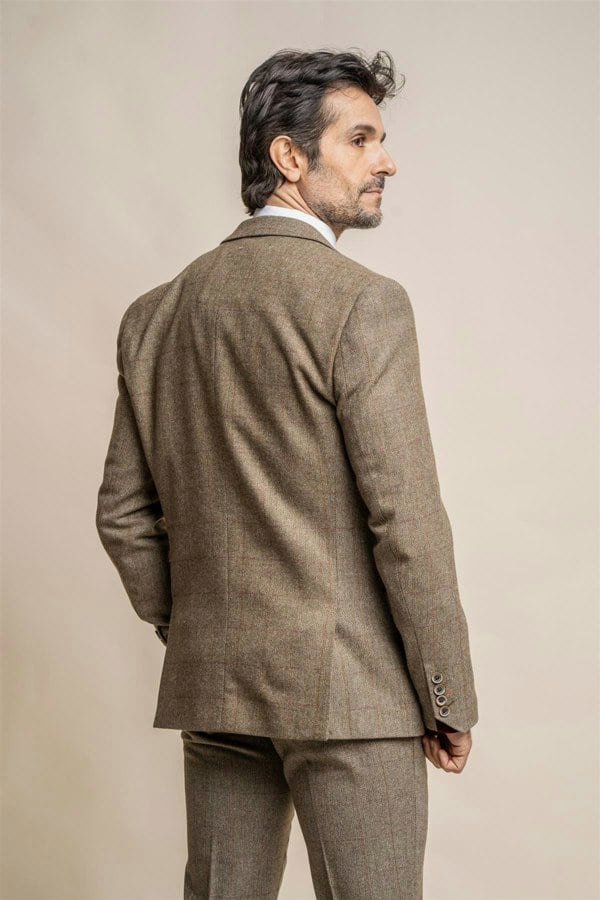 Gastson sage tweed blazer back