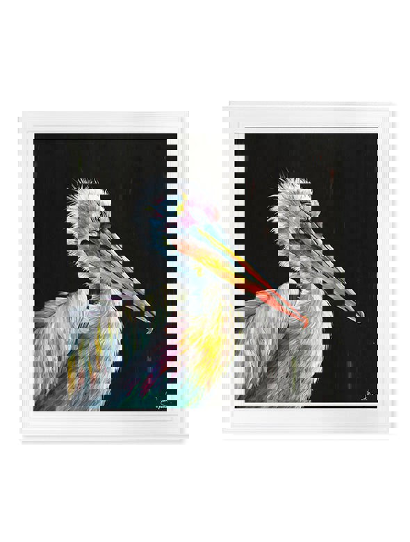 Exceptional Art Pelican Print 'Pierre' by Amy Ansell - Strong White Square Frame
