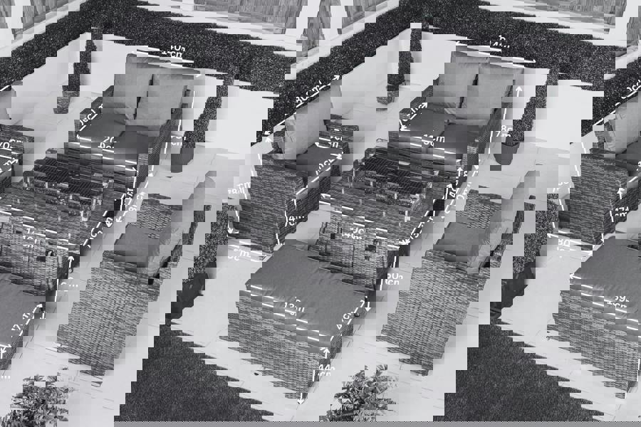 Giardino Sydney Loveseat Sofa Rattan Garden Furniture Outdoor Lounge Set with Arm Chairs, Fire Pit Coffee Table & Bench