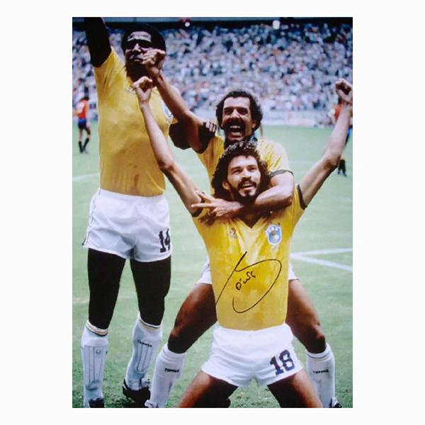 Unbranded Socrates signed 1986 World Cup photo — Premium framing