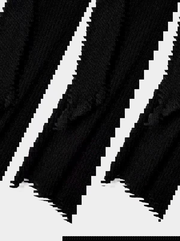 GWD Girls Greta Knitted Top Ruffle Front Rib Jumper Available in Black and Cream