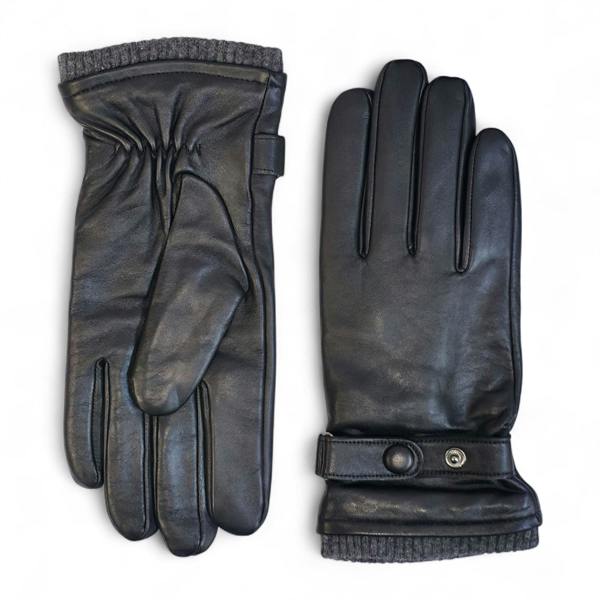 Infinity Leather Men’s Italian Leather Warm Wool Lining Winter Knit Rib Gloves - M-LGV-105