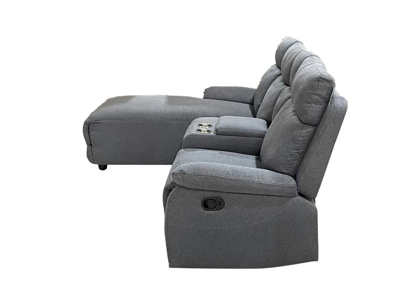 DS Living Sorento Recline Right Hand Corner 3 Seater Fabric Sofa in Grey or Cream