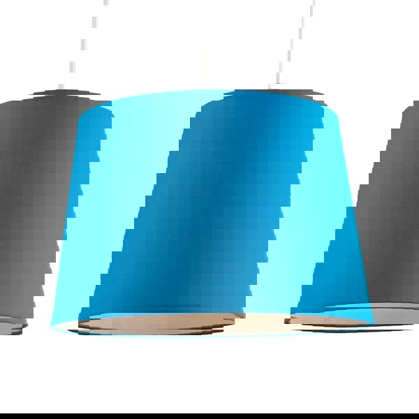Royal Blue Cotton Fabric 12inch Drum Lampshade with White Cotton Inner Image 2
