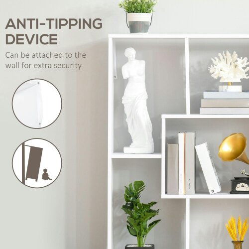Wyld Haus Lolesa Wood White Tall 8 Cube Bookcase Room Divider With Freestanding Shelving 70 x 24 x 178 cm