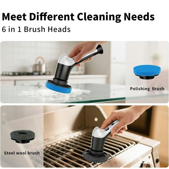 Havendro Electric Spin Scrubber Cordless Power Scrubber with 6 Replaceable Brush Heads