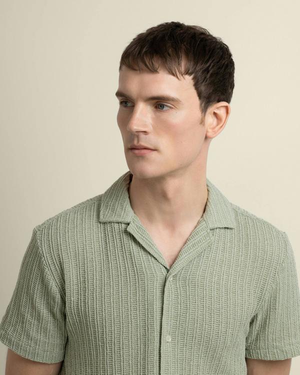 Larsson & Co Peder - Crochet Jacquard Short Sleeve Shirt