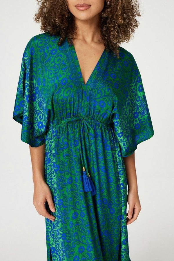 Blue | Floral Batwing Maxi Dress