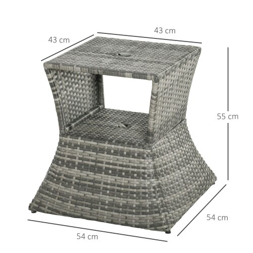 Wyld Haus Toka Grey Rattan Outdoor Bistro Table With Umbrella Hole And Shelf