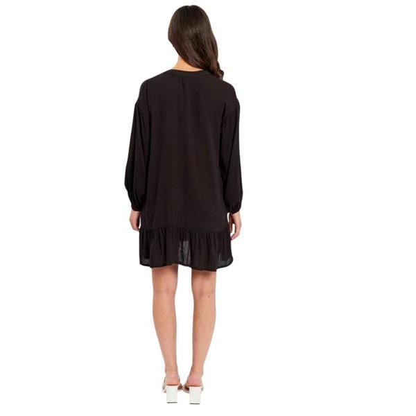 Influence Womens/Ladies V Neck Long-Sleeved Mini Dress - Black - 