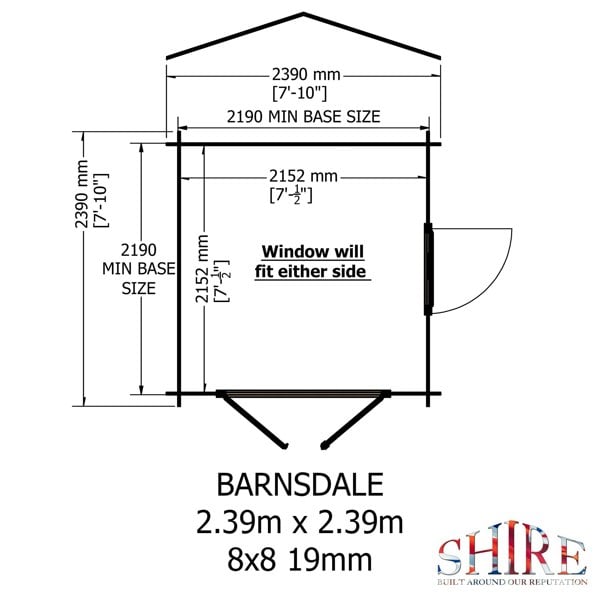 Shire Barn ale 8x8 Log Cabin 19mm interlock Cladding - Best Shed