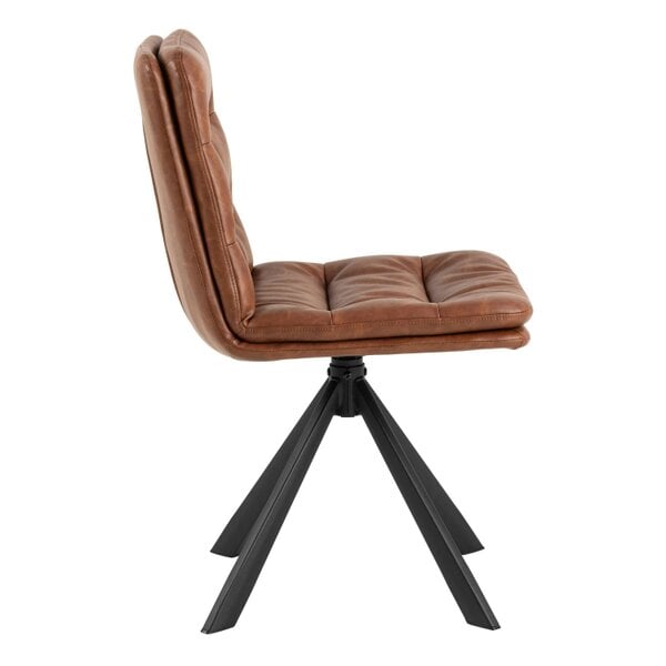 Wyld Haus Set of 2 Havdrup Tan Brown Faux Leather Swivel Dining Chairs