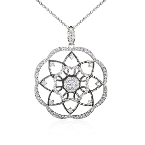 925 Sterling Silver Large Mandala Pendant Necklace for Women - namana.london