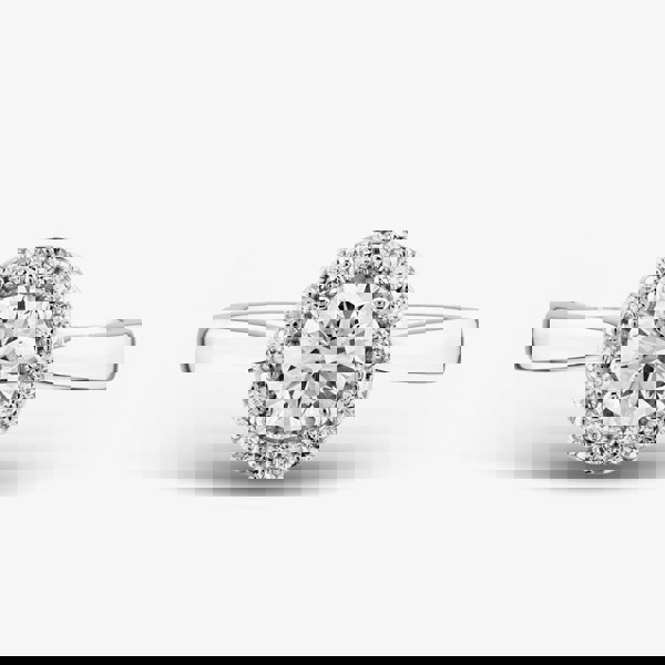 T. H. Baker 18ct White Gold Lab Grown 0.92ct Brilliant Cut Diamond Halo Ring 078SS-W001