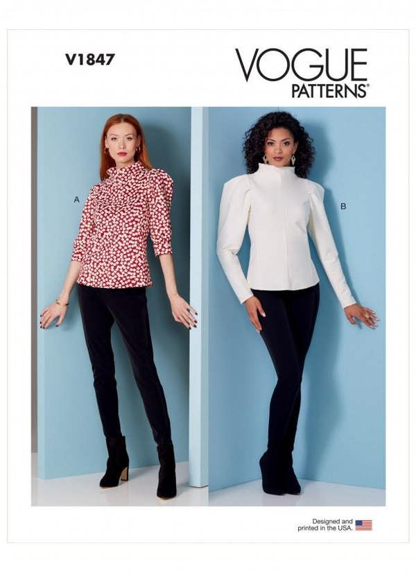 Vogue Sewing Pattern 1847, Tops for Women, B5 (8-10-12-14-16) - Easy