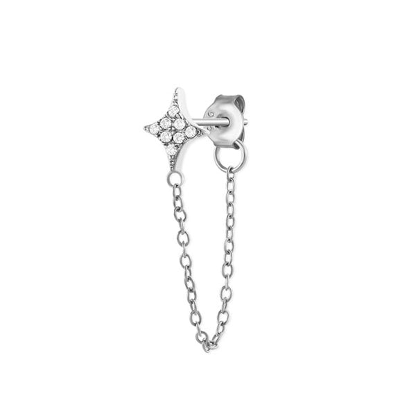 Gold Trip Crystal Star Chain Single Earring