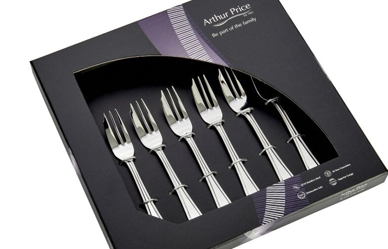 Arthur Price 'Bead' Stainless Steel Gift Boxed Set of 6 Pastry Forks