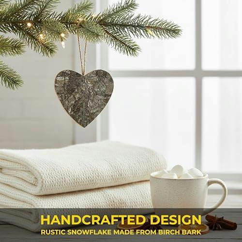 2cm Birch Bark Wooden Heart Christmas Wall Hanging Decoration, Handmade Rustic Ornament image 7