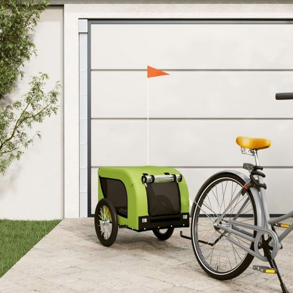 Berkfield Dog Bike Trailer Green and Black Oxford Fabric and Iron